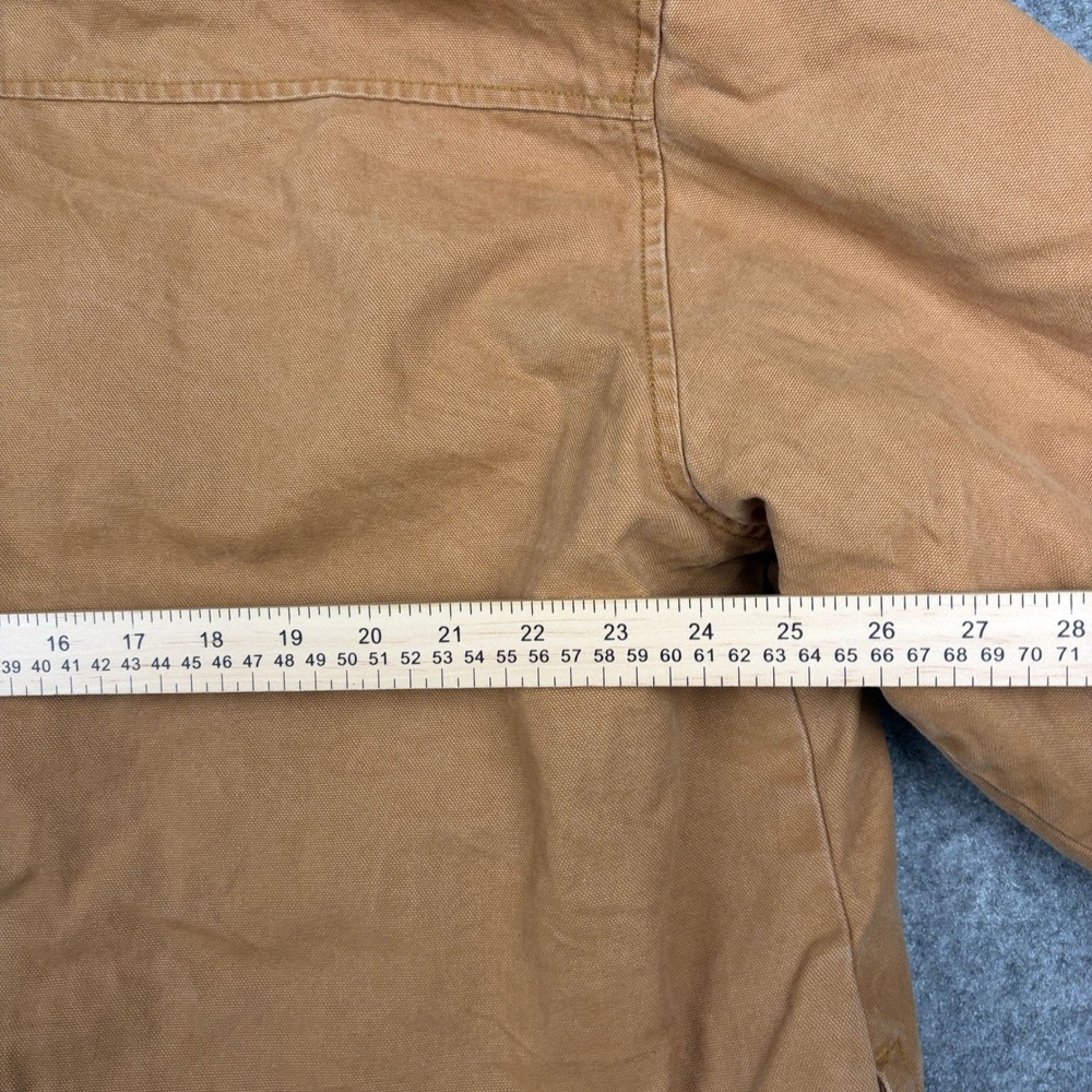 Dickies Hooded Canvas Jacket Mens Large Tan Brown Quilted Lined Workwear Coat - Picture 10 of 11